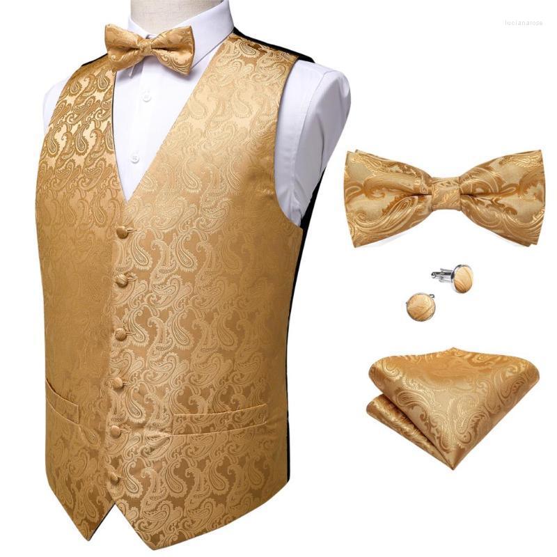 

Men' Vests Formal Dress Gold Blue Black Paisley Wedding Suit Vest Business Men Tuxedo Waistcoat Bow Tie Set DiBanGuMen' Luci22, Vj-0121