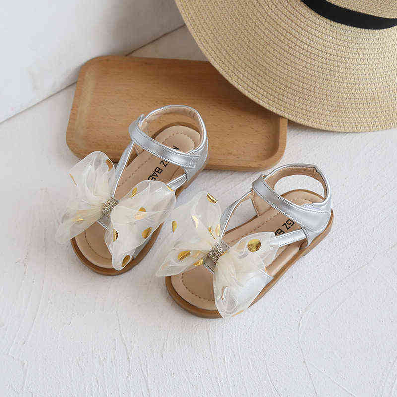 

Girls Sandals Summer Kids Baby Soft Bottom Beach Shoes Leisure Flat Sneakers Children Gauze Bow Princess Sandals Fashion Shoes G220418, Black