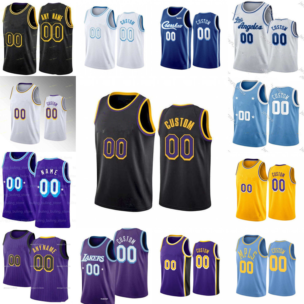 

75th Basketball Jerseys Custom Mens Womens Los Angeles''Lakers''9 Kent Bazemore 2 Wayne Ellington 11 Malik Monk 12 Kendrick Nunn, Color