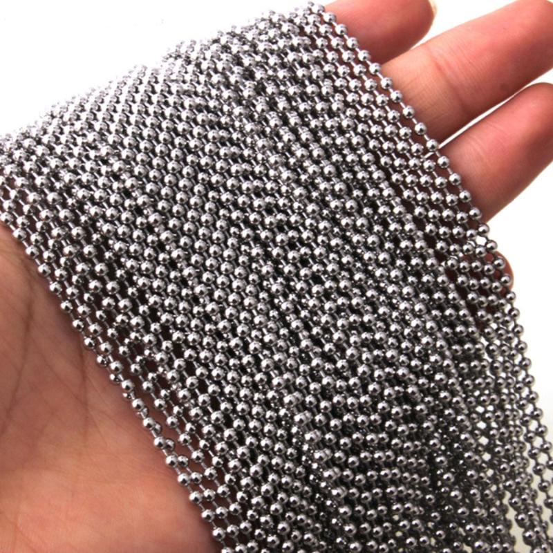 

Chains Wholesale Jewelry10/20/50/100pcs Silver Color Stainless Steel Bead Ball Chain DIY Finding Pendant Necklace1.5/2/2.4/3.2mm 16-38"
