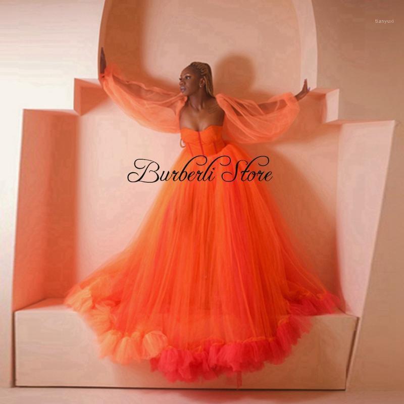 

Casual Dresses Trendy Orange Tulle Puff Prom See Thru Long Sleeves Sweetheart A-line Formal Party Dress Mix Colors Gowns, Black