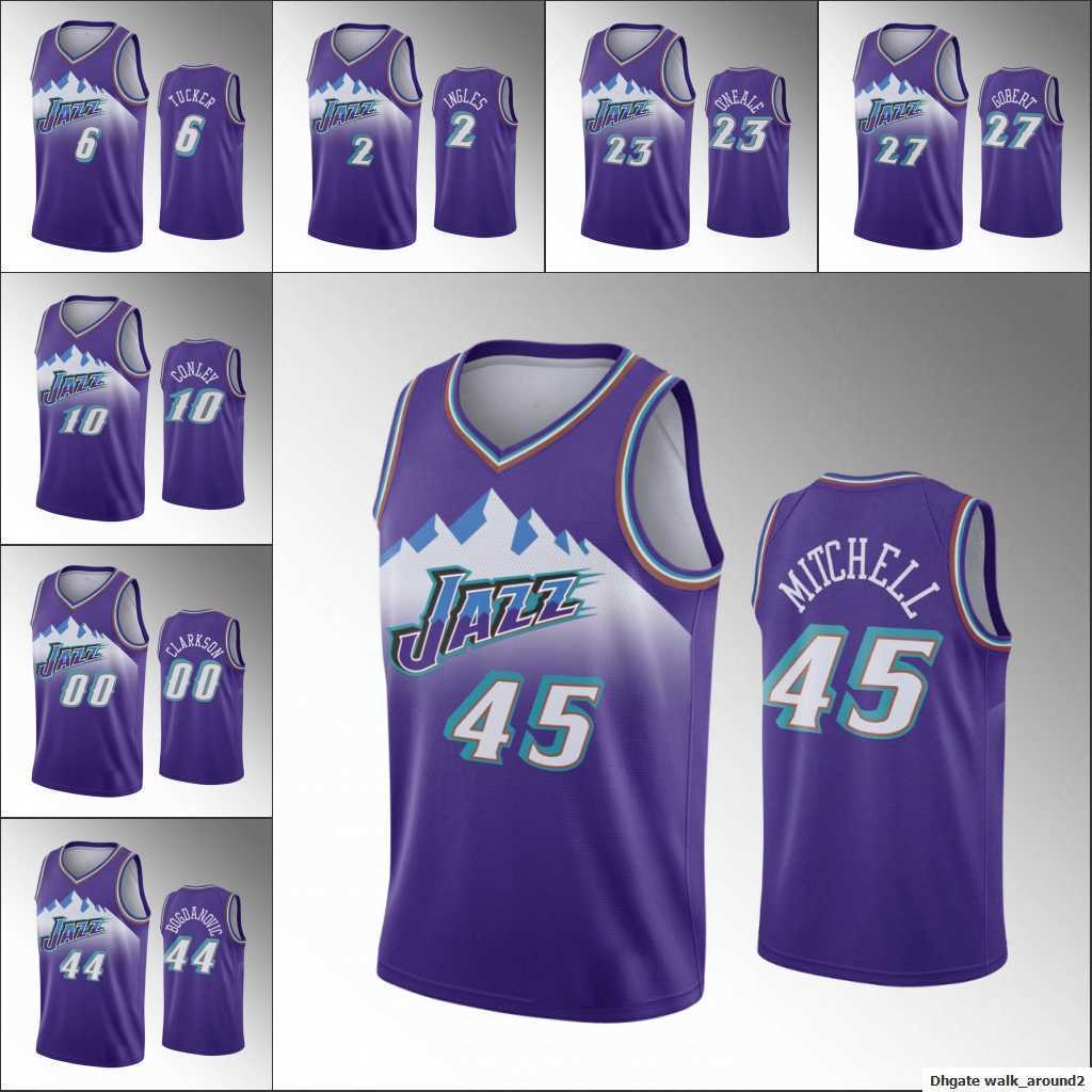 

Screen Print Utah Jazz''Men Donovan Mitchell Bojan Bogdanovic Rudy Gobert Hardwood''Classics Purple Custom 75th''nba''jerseys