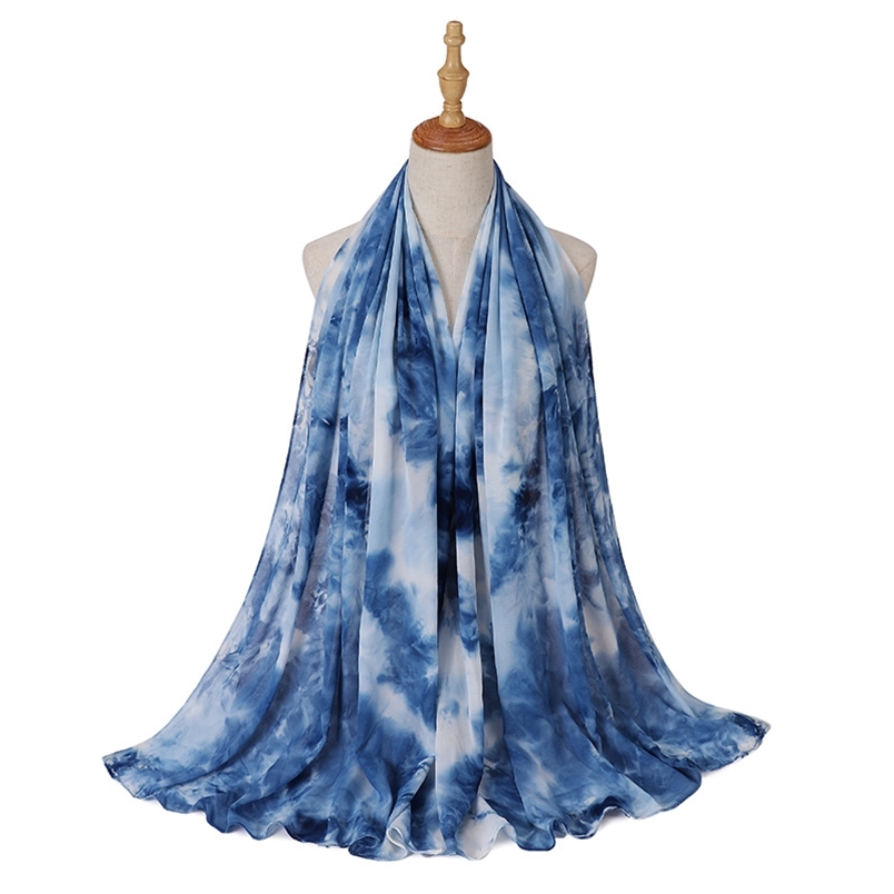 

Style Muslim Hijab Summer Tie Dye Printed Chiffon Scarf Women Brand Designer Shawl Bandana Turban Bonnet 220704