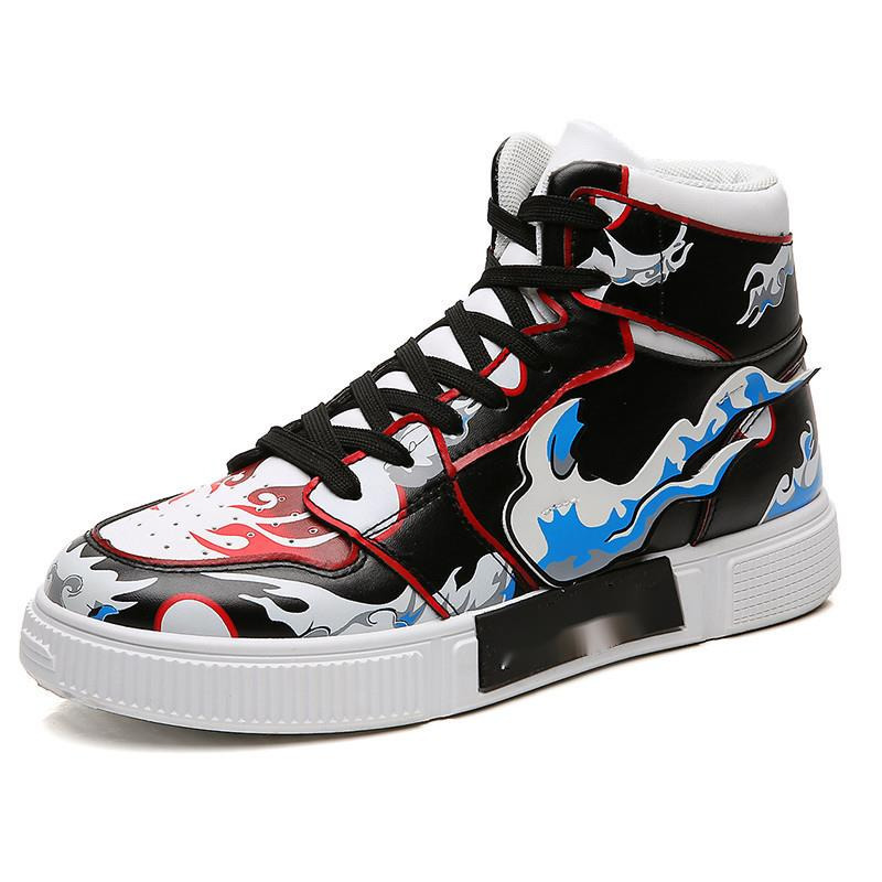 

2022 Vulcanized Anime ONE PIECE Luffy Cartoon Quality Male Sneakers Flats Female Casual Shoes Man Boy Sneakers Men Boots Basketball, Blackgray