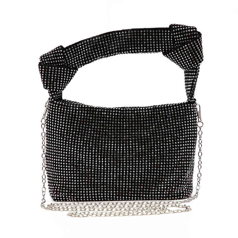 

Evening Bags Soft Rhinestones Evening Bag Zipper Diamond Clutch Black Gold Silver Party Purse Women Luxury Wedding Handbags Causal Tote Flap 220328