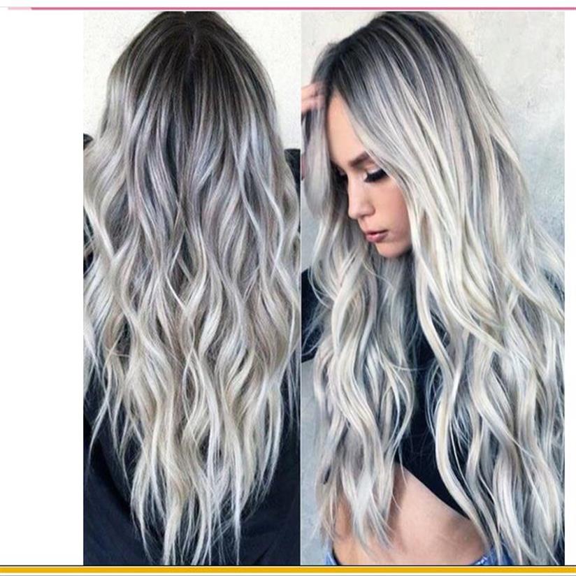 

Popular European and American bleaching and dyeing long curled hair cos gray gradient animation Wig New Female chemical fiber head3163, White