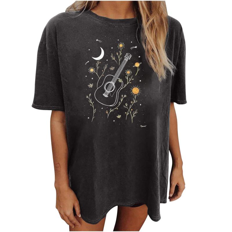 

Women' Blouses & Shirts Mock Neck Tee Women Oversized Shirt Floral Loose Moon Womens Tops Short Sleeve Fit Long For WomenWomen, Gold