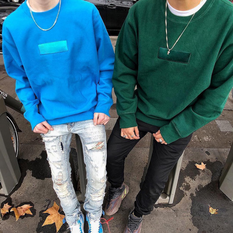 

21FW USA High Street Classic Letter Embroidered Box Hoodies Men Women Crewneck Pullover Hip Hop Sweatshirt Top Quality Autumn Spring Skateboard Fleece TJAMWY007, Yellow