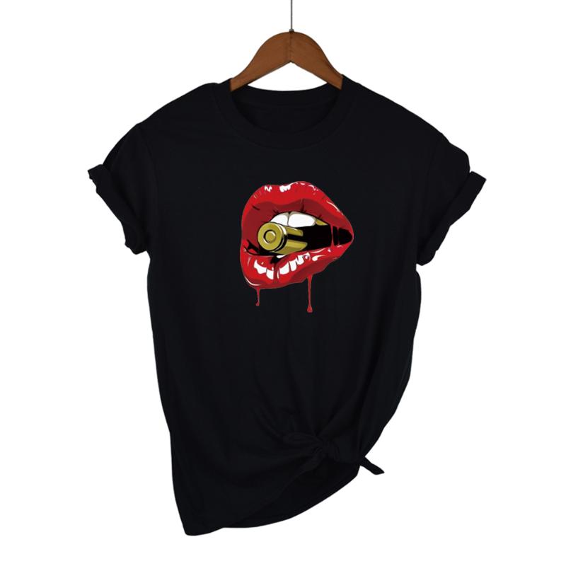 

Women's T-Shirt Women Plus Size Harajuku Tops Summer Graphic Tees Red Lips Kawaii Clothes Girl T Shirt Drop, Purple-c