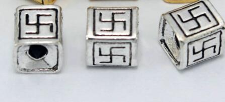 

7mm Tibetan Silver Square wordBead Antique Loose Bead Spacer Connectors for DIY Jewelry Making bracelet w4u