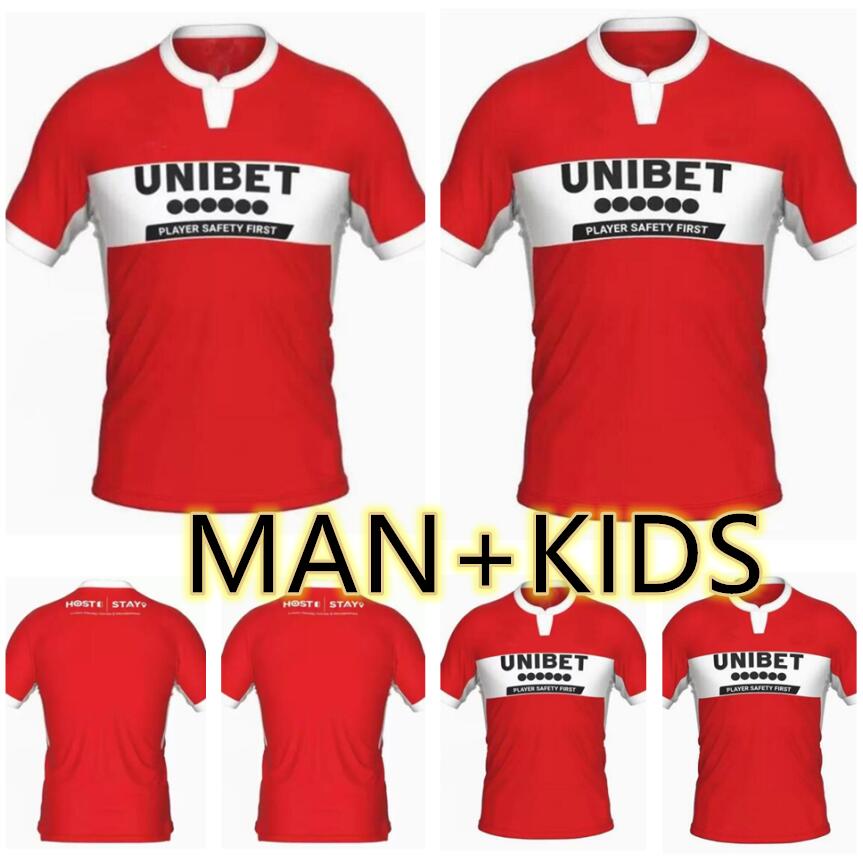 2022 2023 Jerseys de football Middlesbrough Ashley Michael Fletcher Flint Wing Assombalonga Akpom 23 23 Home Men Kits Kits Full Fotant Football S