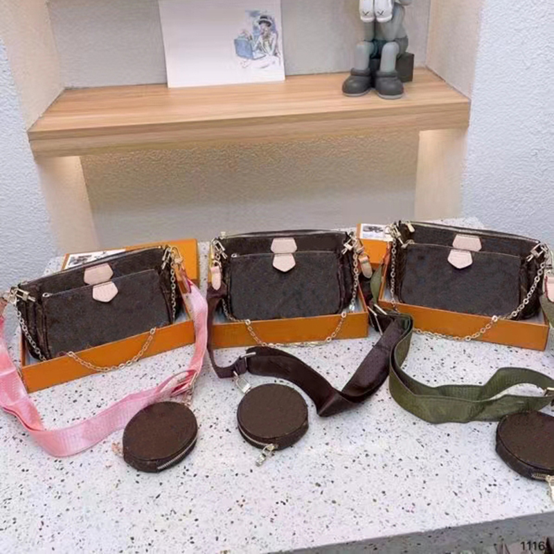 

Ladies Fashion Chain Bag Luxury Designer Top Quality Mahjong Three Piece Handbag Wallet Portable Crossbody One Shoulder Letter Print Style Free Box, Make up the difference