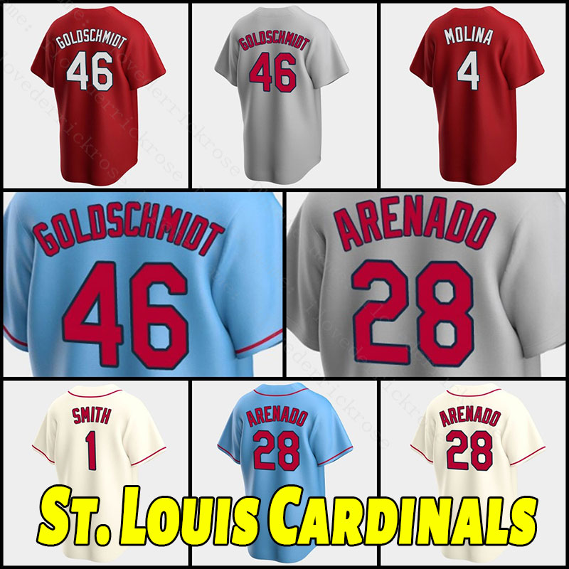 

St.Louis''Cardinals''Jersey 28 Nolan Arenado 5 Albert Pujols Baseball 4 Yadier Molina Paul Goldschmidt Ozzie Smith Adam Wainwright Harrison Bader Stan Musial, As shown