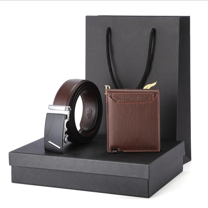 

Belts Gift Belt Set Business Men Leather Two Piece Box Logo Multicolor Optional, Black