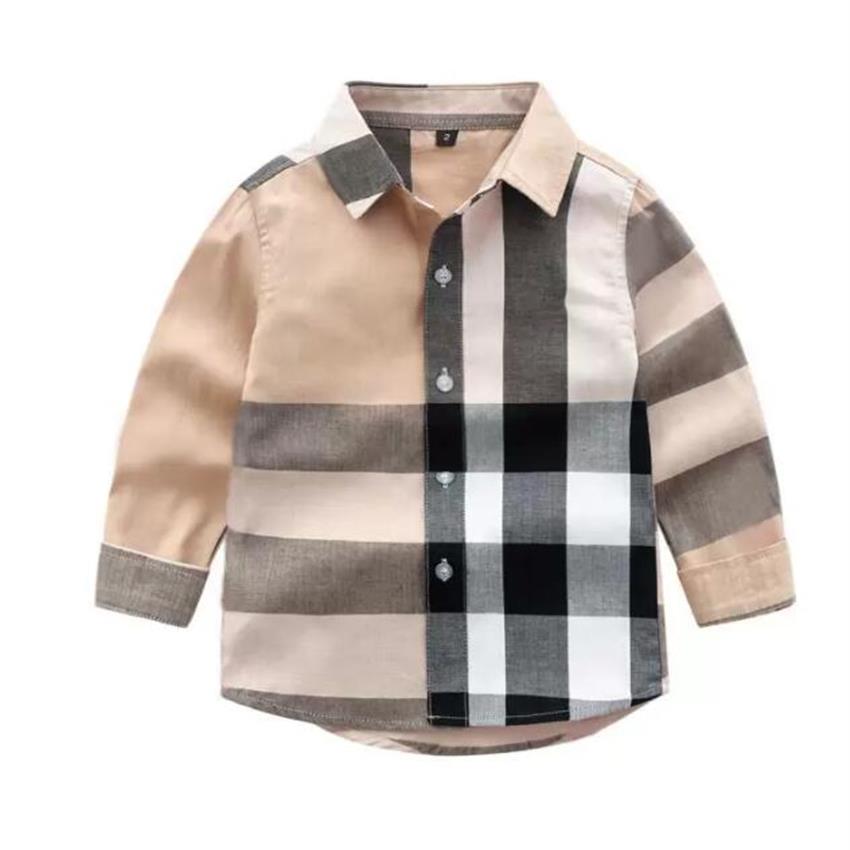 

Children's shirts boys' children clothing plaid lapel men women spring and autumn long-sleeved cotton shirts276j