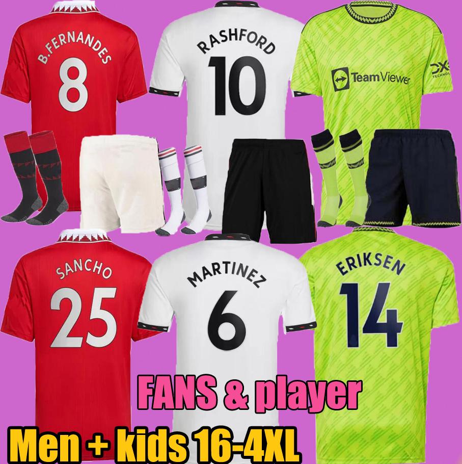 

2022 SANCHO RASHFORD soccer jersey 2022 2023 ERIKSON MANS UTD MARTIAL B. FERNANDES MANCHESTER LINGARD football shirt SHAW MARTINEZ VARANE UNITEDs men kids kit 222, Black