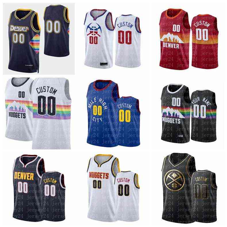 

75th Custom Nikola Basketball Jerseys Jokic Jamal Murray Michael Porter Jr. Monte Morris Will Barton Aaron Gordon Jeff