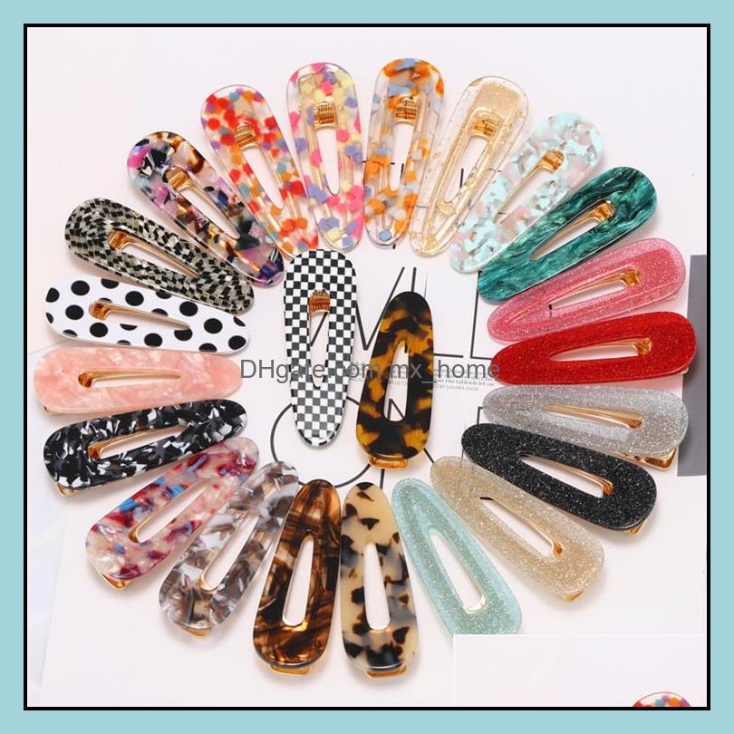 

Girls Hair Barrettes 22 Colors Waterdrop Acrylic Triangle Hairclip Vintage Girl Women Clips Geometric Snap Barrette Pins Drop Delivery 2021, Randomly sended colors