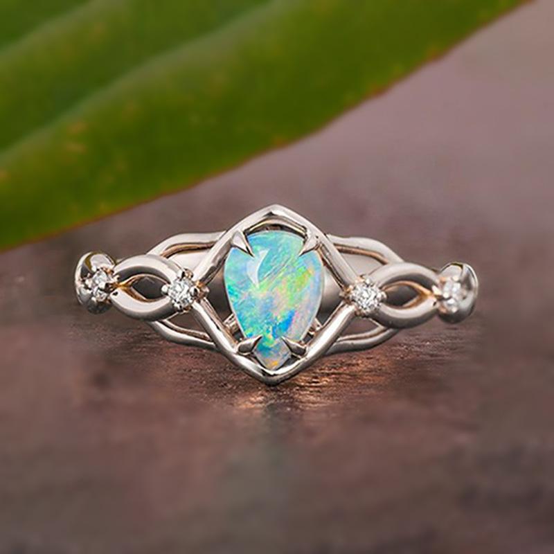 

Wedding Rings Gothic Style For Women Inlaid Water Drop Shaped Opal Hollowed Out Styling Fashion Aesthetic 2022 WomenWedding