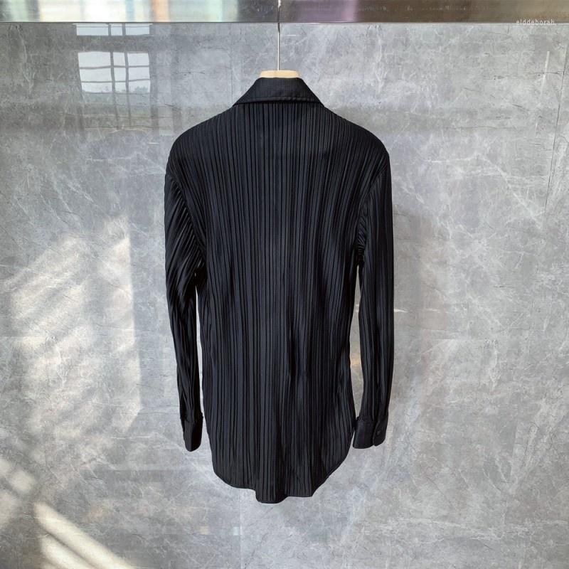 

Men's Casual Shirts Street High Men Loose Long Sleeve Spring Designer Chic White Tops Single Breasted Office Thin Shirt Male -XLMen's Eldd2, Black