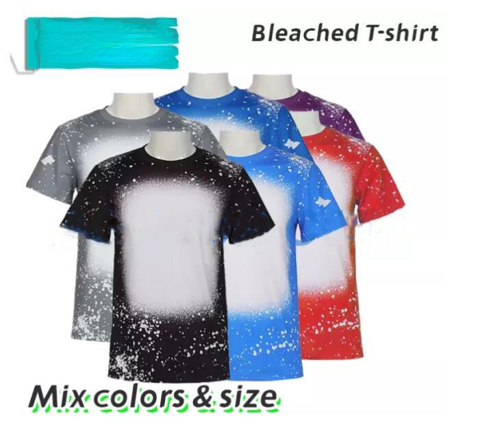 

Wholesale S M L XL 4XL Sublimation Bleached Shirts Heat Transfer Blank Bleach Shirt Bleached Polyester T-Shirts US Men Women Party Supplies