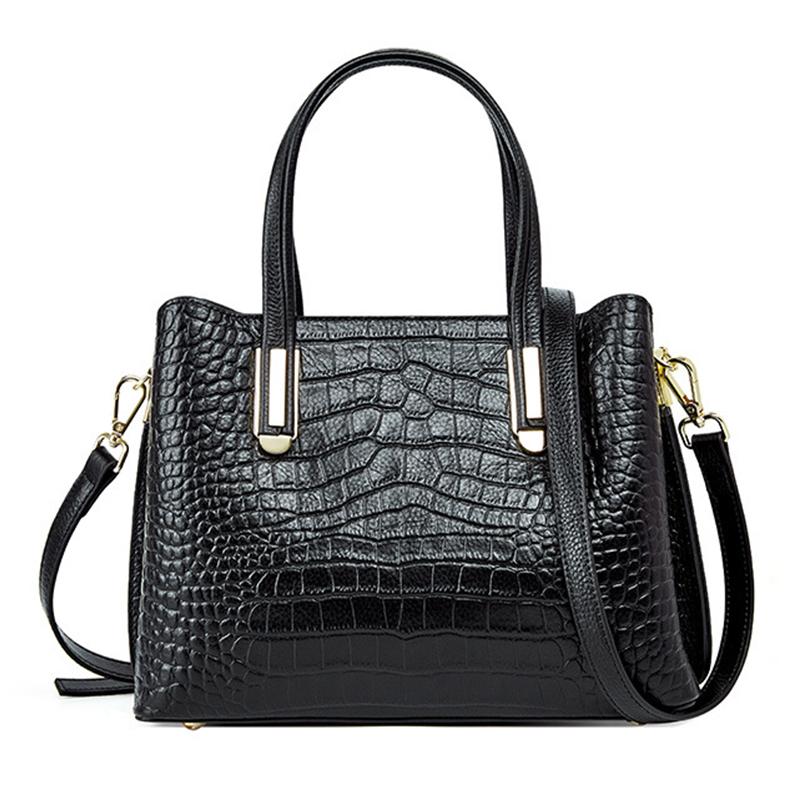 

Evening Bags Crocodile Pattern Top Layer Cowhide Leather Ladies Totes Handbag Luxurious Hand Bag Female Shoulder Crossbody, Black
