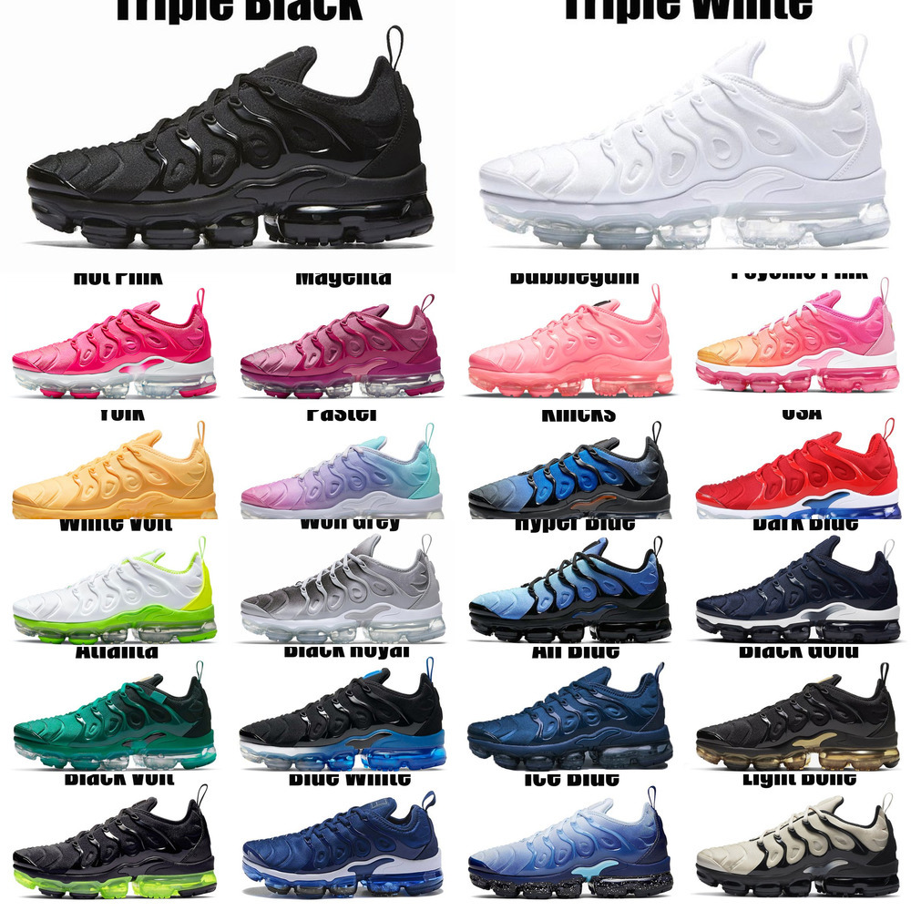 

Top TN Plus Running Shoes Men Knicks Black Bubblegum Yolk Cherry All Red Cool Grey Neon Olive Pure Platinum USA Dark Blue Mens Womens2022, 36-47 fresh