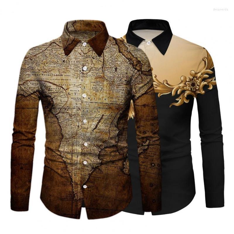

Men's Dress Shirts Fabulous T-shirt Vintage Single-breasted Turn-Down Collar Male Top Shirt Dway22, Black