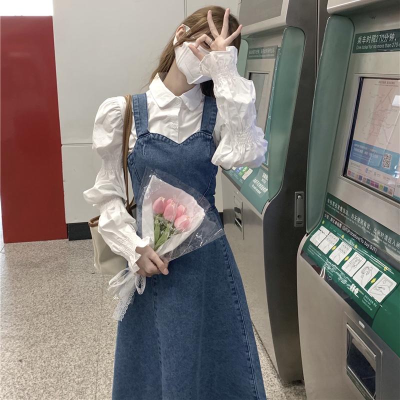 

Casual Dresses Spring Denim Spaghetti Strap Dress Women' Summer 2022 Korean Kawaii A-Line Midi Slip DressCasual, Blouse