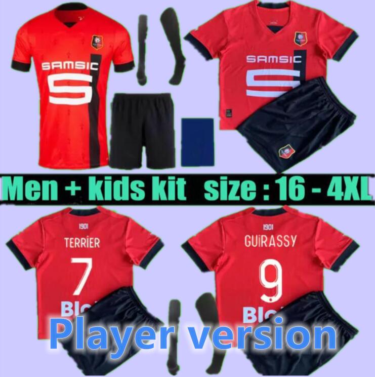 

New 2022 2023 Stade Rennais soccer jerseys Rennes maillot de foot 22 23 DOKU SULEMANA BOURIGEAUD TERRIER Guirassy MAJER AGUERD TRAORE Men kids kits football shirt, 10