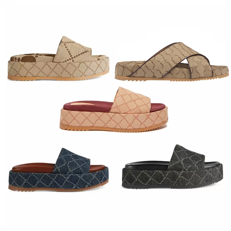 

Fashion Mens Womens Slippers Platform Designer Slides Thick Bottoms Slide Trend Camel Flats Flip Flops Scuffs Floral Rubber Slippers Summer Shoes, 15
