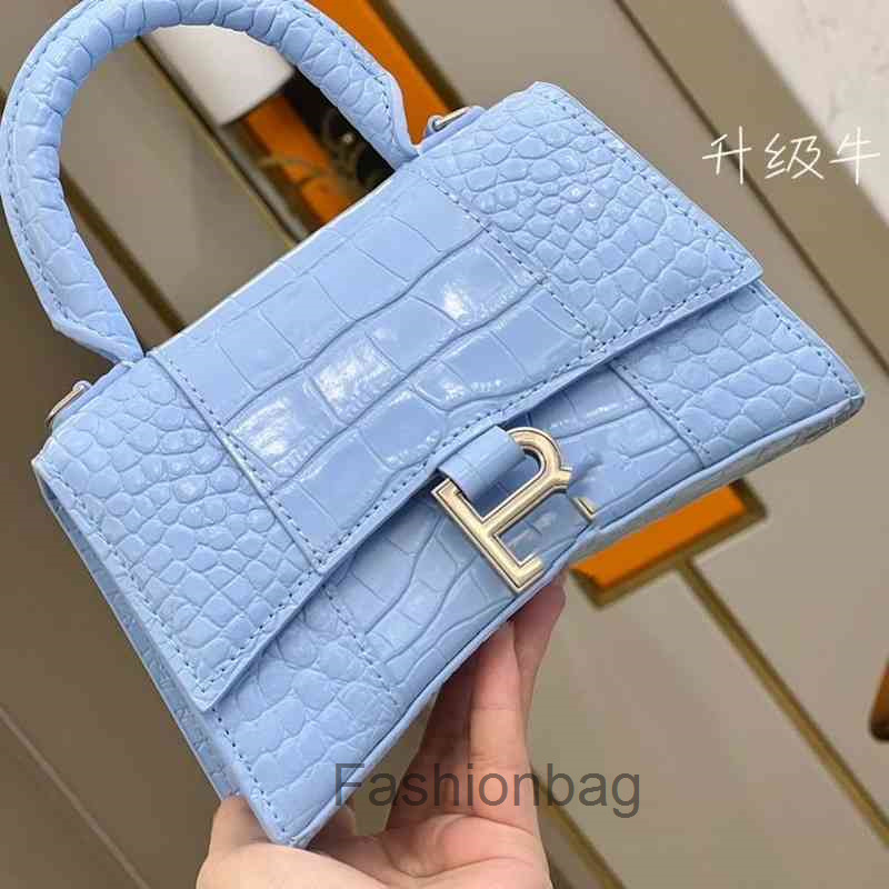 

Designer Bags Balencaigabag Hourglass Blue Crocodile Handbags Leather Hand-held Single Shoulder Messenger Women's G87Y