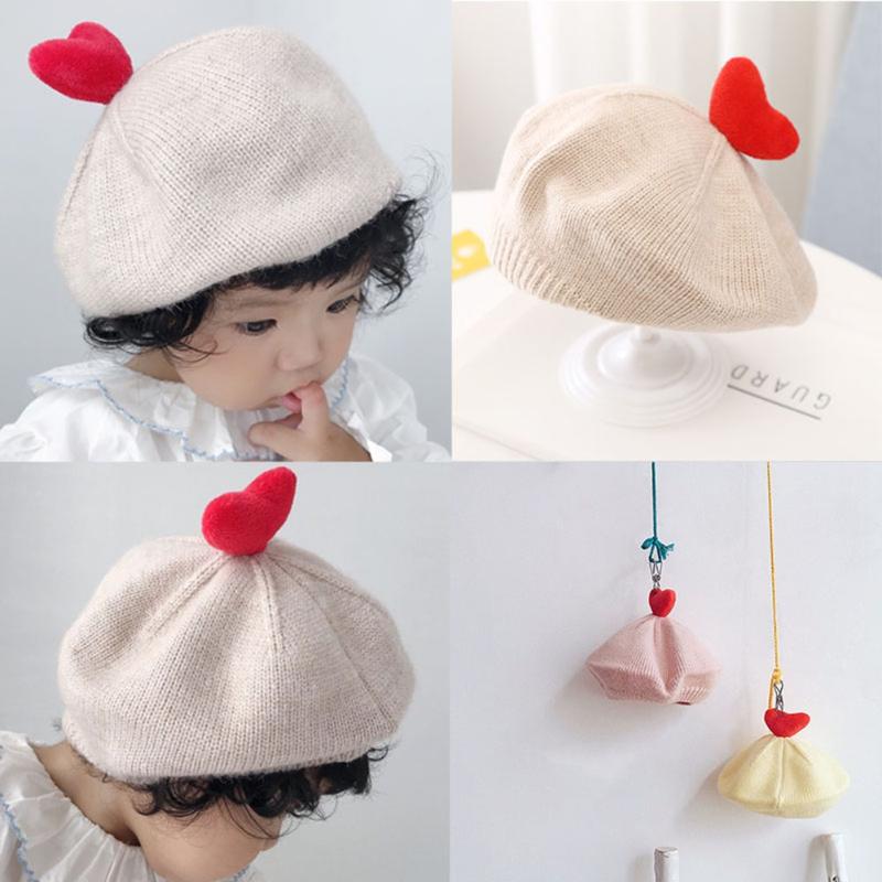 

Caps & Hats Borns Fashion Winter Solid Color Knitted Love Painter Hat Baby Children's Pography Props Boy And GirlCaps