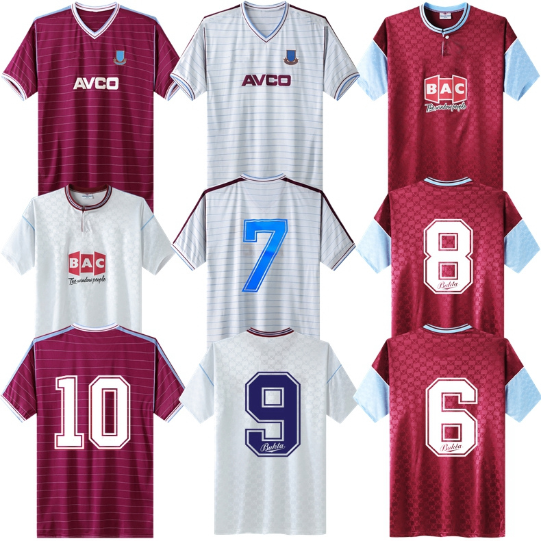 

1985 1986 1987 West Hams retro soccer jersey 1988 1989 1990 UNITED Dickens McAvennie Cottee Quinn vintage classic football shirt, 85 87 home jersey