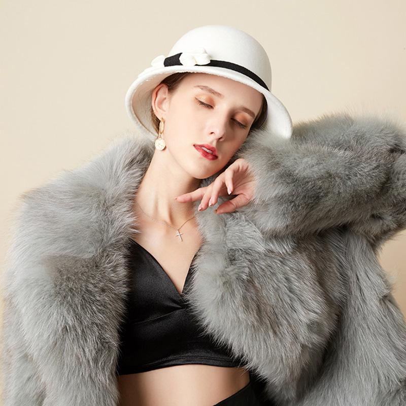 

Berets Simple Bow Fedoras High Quality Felted Basin Hat For Winter Autumn Warm Wool Fisherman Cap Elegant British Ladies HatsBerets BeretsBe, Black