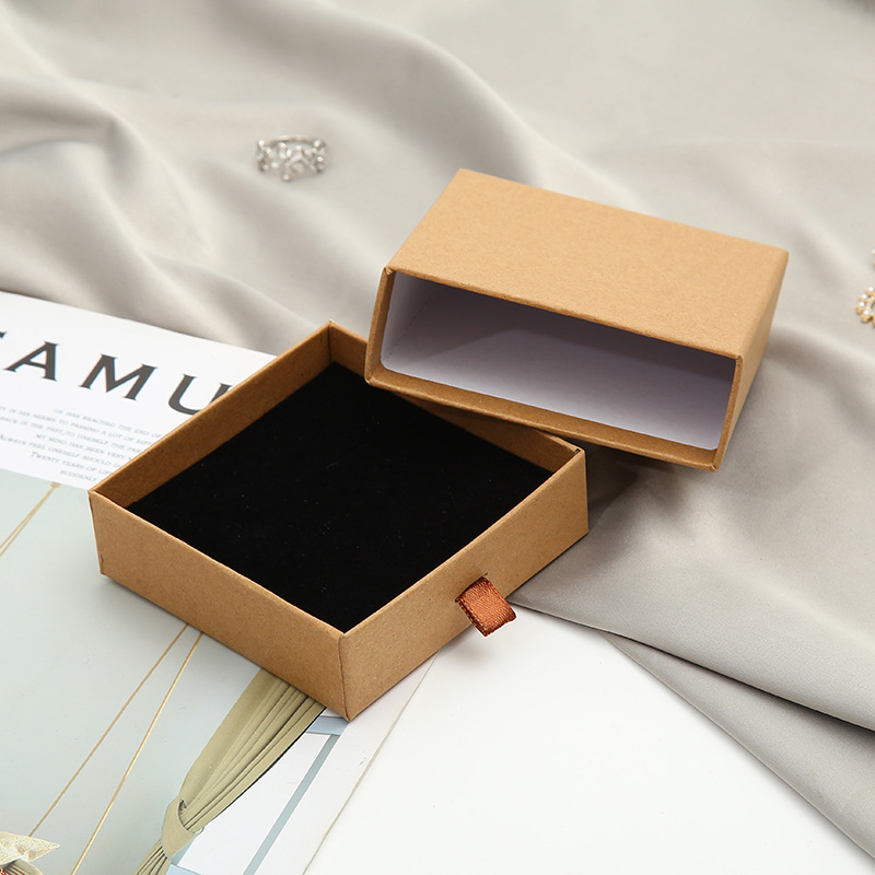 

12pcs Square Jewelry Display Box Packaging Brown Kraft Paper Gifts Boxs for