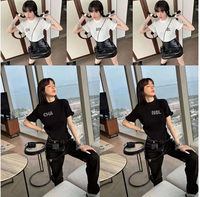 

Women' T-Shirt Women' Knits & Tees,Double-sided jacquard low-cut square collar, belly button short knitted short-sleeve top, super beautiful sexy style -L, 02