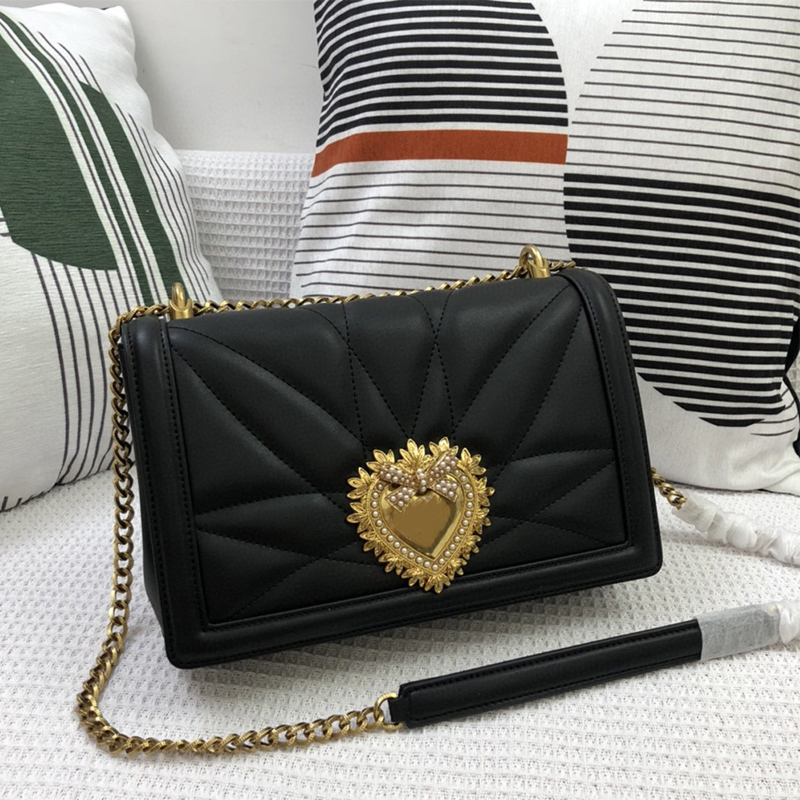 

Vintage Designer Leather Shoulder Crossbody Bags Luxury Gold Heart Chain Handbags Fashion Casual Women's Bags, Dark khaki
