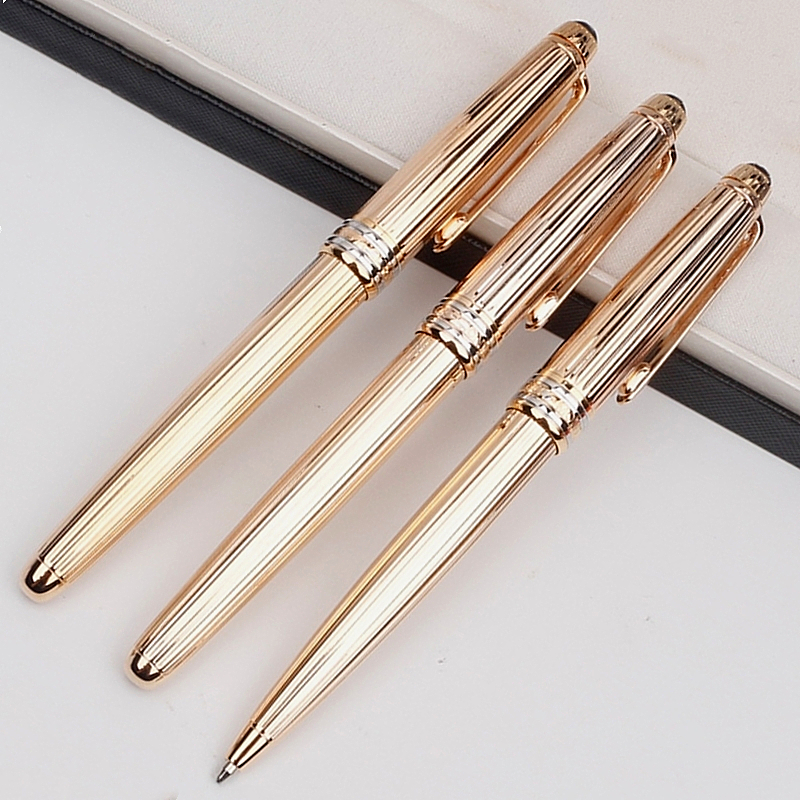 

Luxury Msk-163 Metal Stripe Ballpoint pen Rollerball pen Writing Snooth Ink Fountain pens Stationery Office School Supplies With Series Number, As picture shows