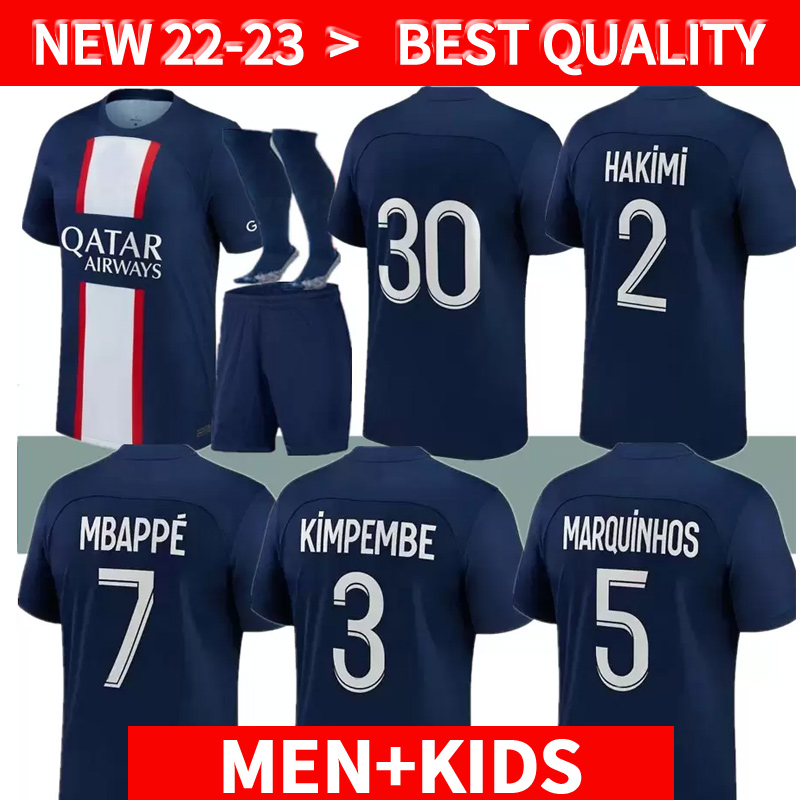 

MBAPPE HAKIMI PLAYER #30 soccer jersey SERGIO RAMOS 22 23 Maillots de football 2021 2022 2023 MARQUINHOS VERRATTI pSGS men kids kit shirt uniforms maillot foot 4rd 999, 2122 home