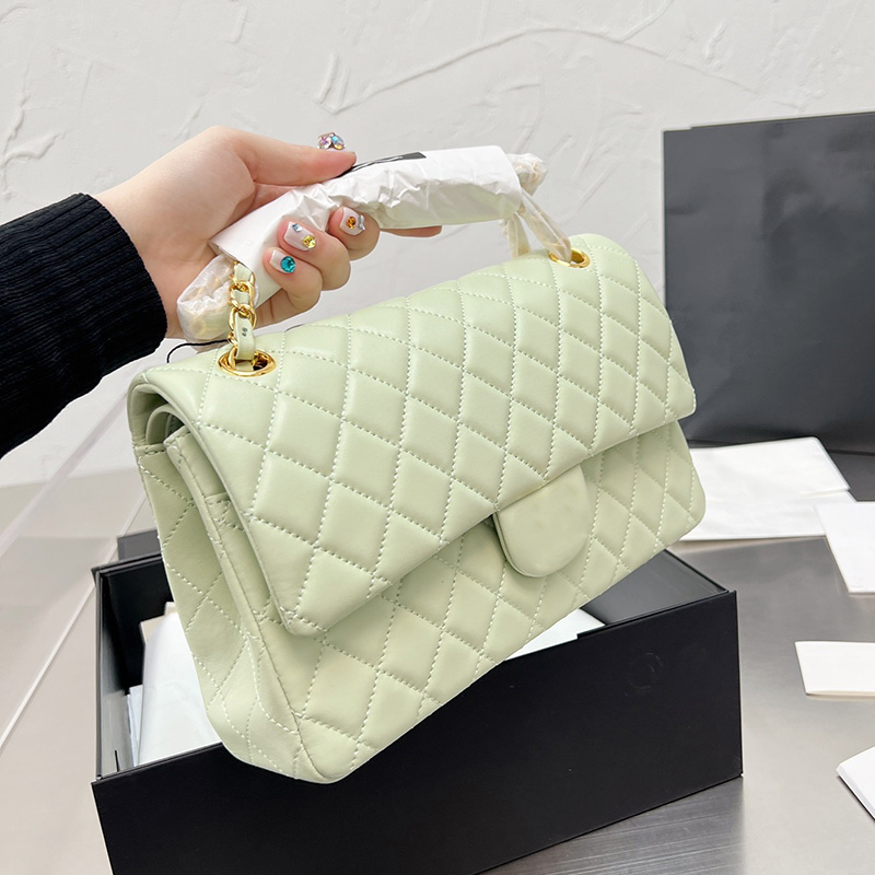 

25CM w Classic Double Flap Lambskin Quilted Bags Gold Metal Hardware Matelasse Chain Crossbody Shoulder Purse Multi Pochette Luxury Designer Sacoche Handbags, Box