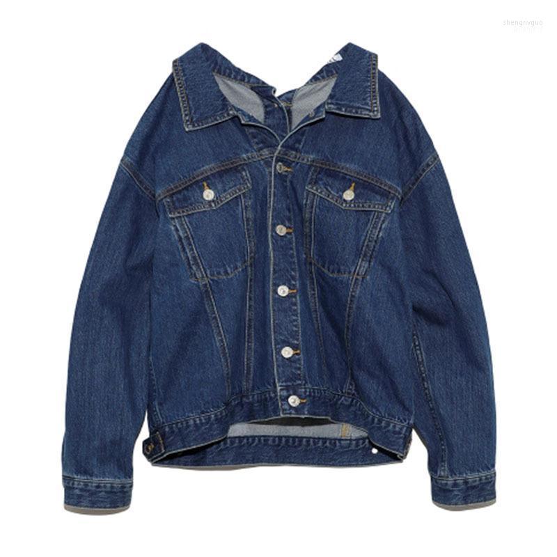 

Women's Jackets The Spring Dress 2022 S.s Left Shoulder Sleeve Type Loose QianHouMen Inner Cotton Denim Jacket, See chart
