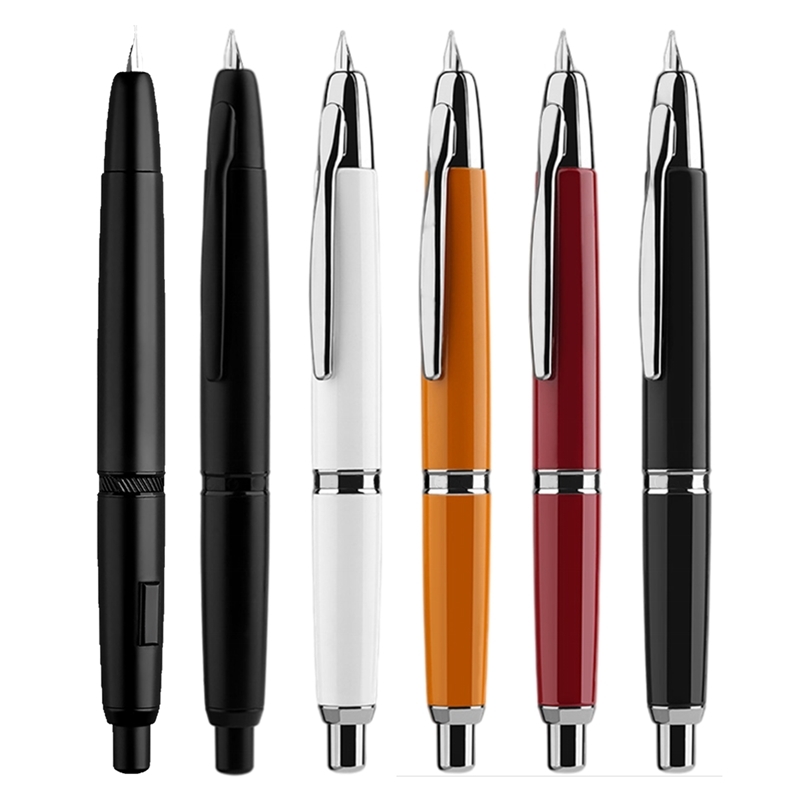 

Majohn A1 Press Fountain Pen Retractable Fine Nib 0.4mm Metal Ink Pen with Converter for Writing gifts pens Matte black 220811, Red