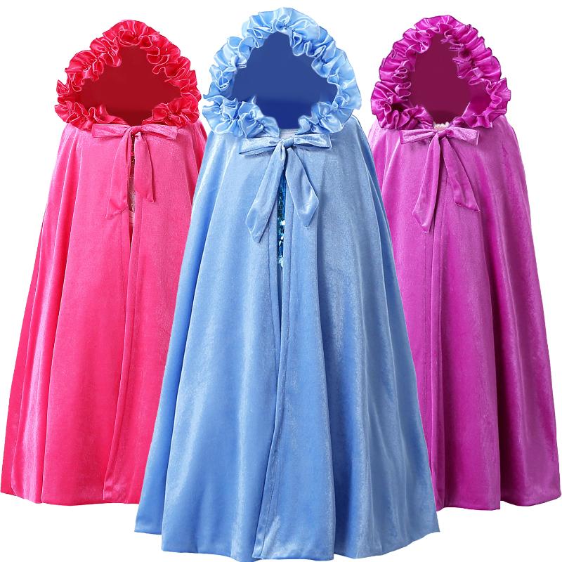 

Girl's Dresses Children Girls Cosplay Velvet Hooded Princess Cloak Floor Length Winter Autumn Fancy Fairy Cape Dress UpGirl's, Blue