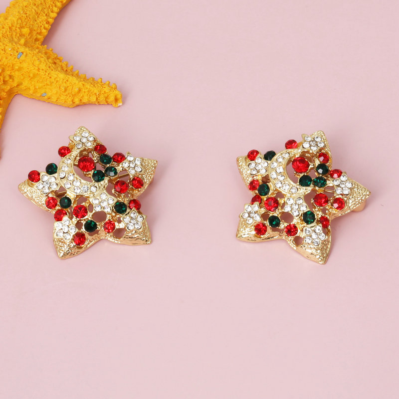 

Christmas Series Diamond Star Moon Brooch Female Suit Sweater Corsage Badges Ornaments Accessories Alloy Zircon Hollow Out Hat Bag Lapel Pins Brooches