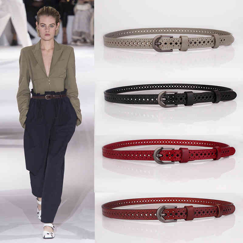 

Belts Top layer pure cow leather thin belt women's simple skirt student Korean Jeans Belt KAB3, Black