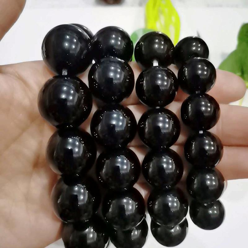 

Bangle Natural Lucky Obsidian Stone Buddha Beads Bracelets Couples Exquisite Fashion All-match Elastic For Men And WomenBangle