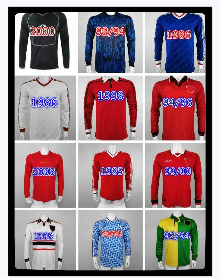 

Manchester Long sleeve 1986 1988 MAN retro soccer jersey blue white red 86 88 UTD football shirt Classic Vintage Camiseta de futbol