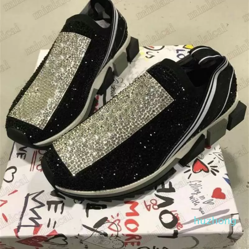 

Diamond Sorrento Strass Shoes Womens Slip-On Sneaker Stretch Crystal-Embellished Knit Sock Trainers Two-tone Ru DGs''DOLC''s''GABBANAs'' jIK