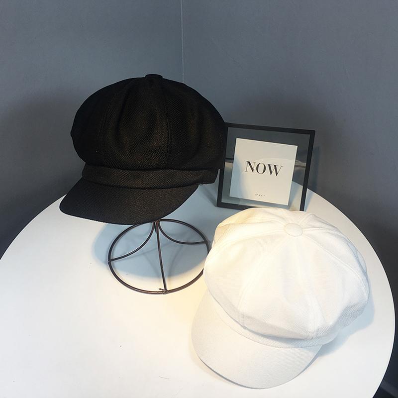 

Berets Foux Sboy Caps Women Summer Thin Baker Boy Hat Octagonal Pure Colour Adjustable Painter Leather Fashion KoreanBerets, White